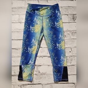 Kyodan Blue and Yellow Abstract Capri 20" Leggings